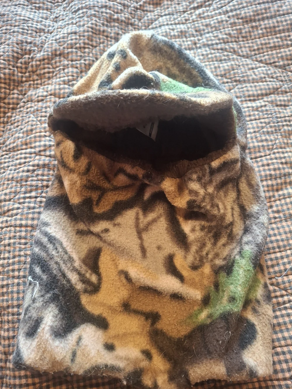 Kids' Fleece Camo Balaclava Hood - Brown/Green